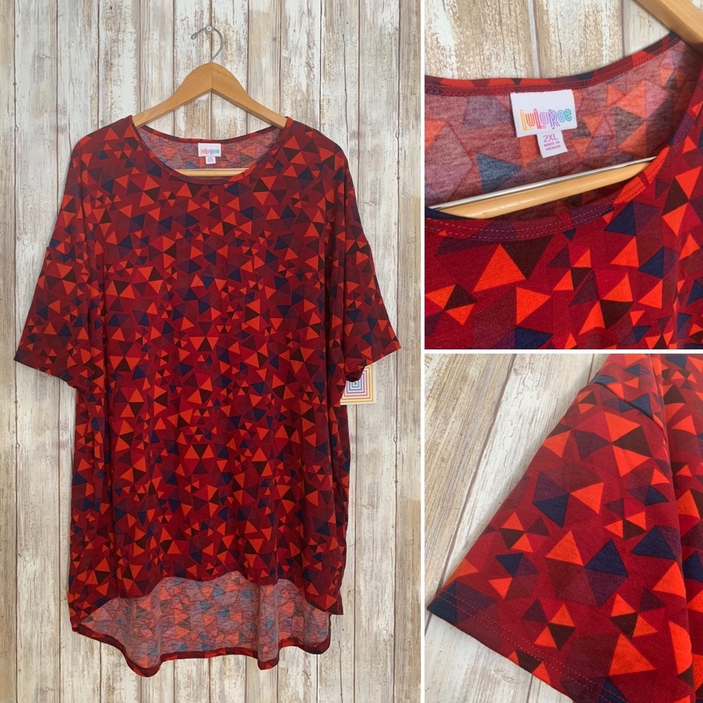 LuLaRoe 2XL Geometric Irma Red & Purple Tunic